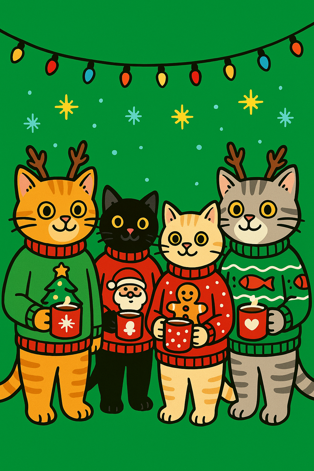 Ugly Christmas Sweater Cat Party