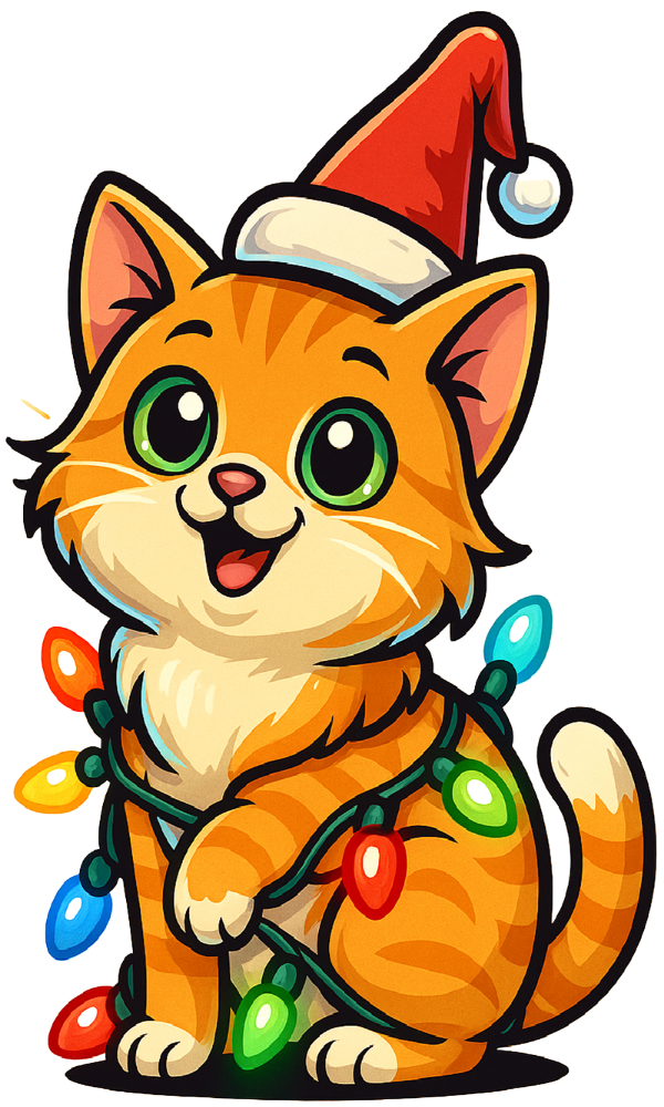 Christmas Lights Cat