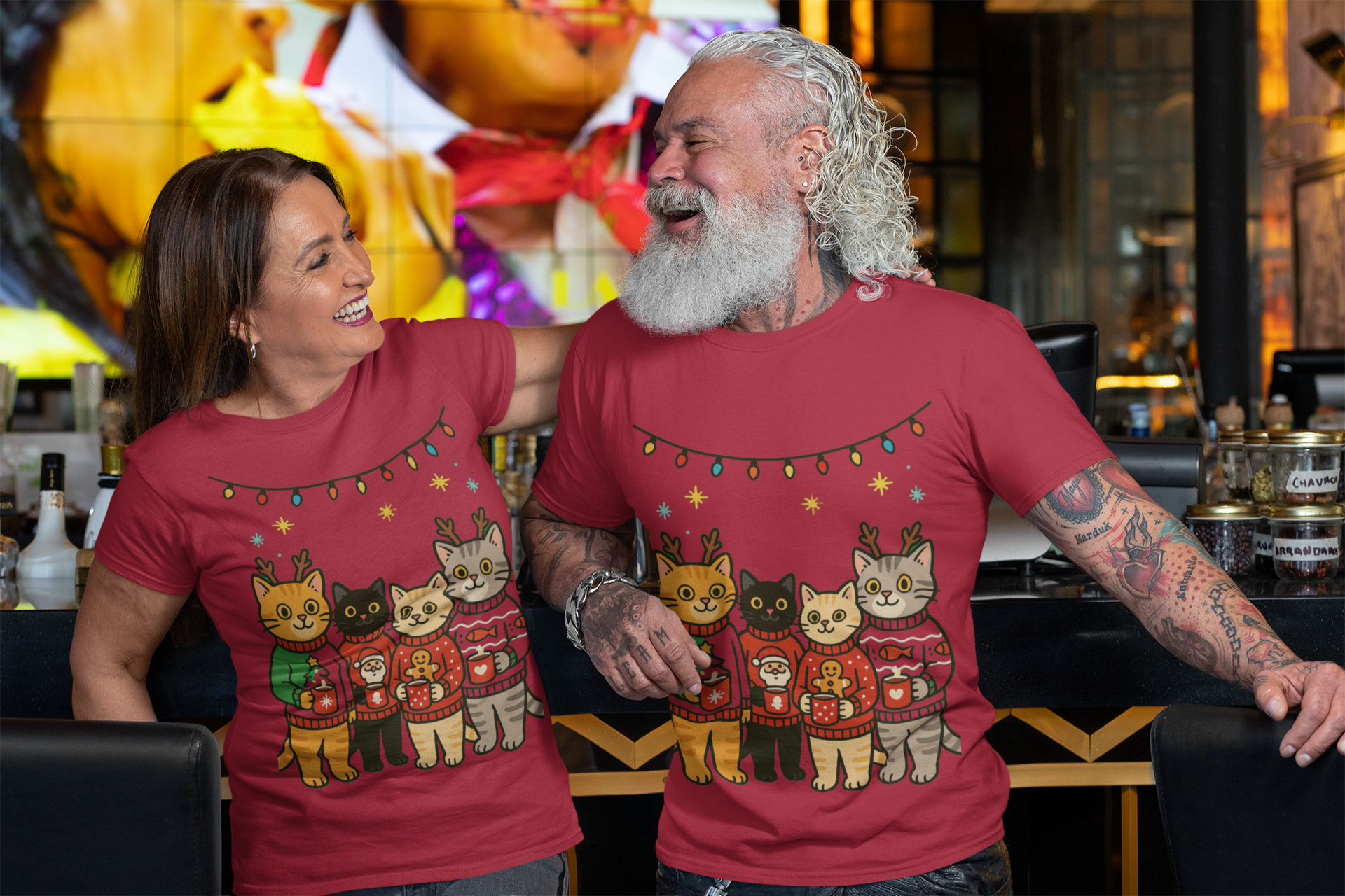 Ugly Christmas Sweater Cat Party