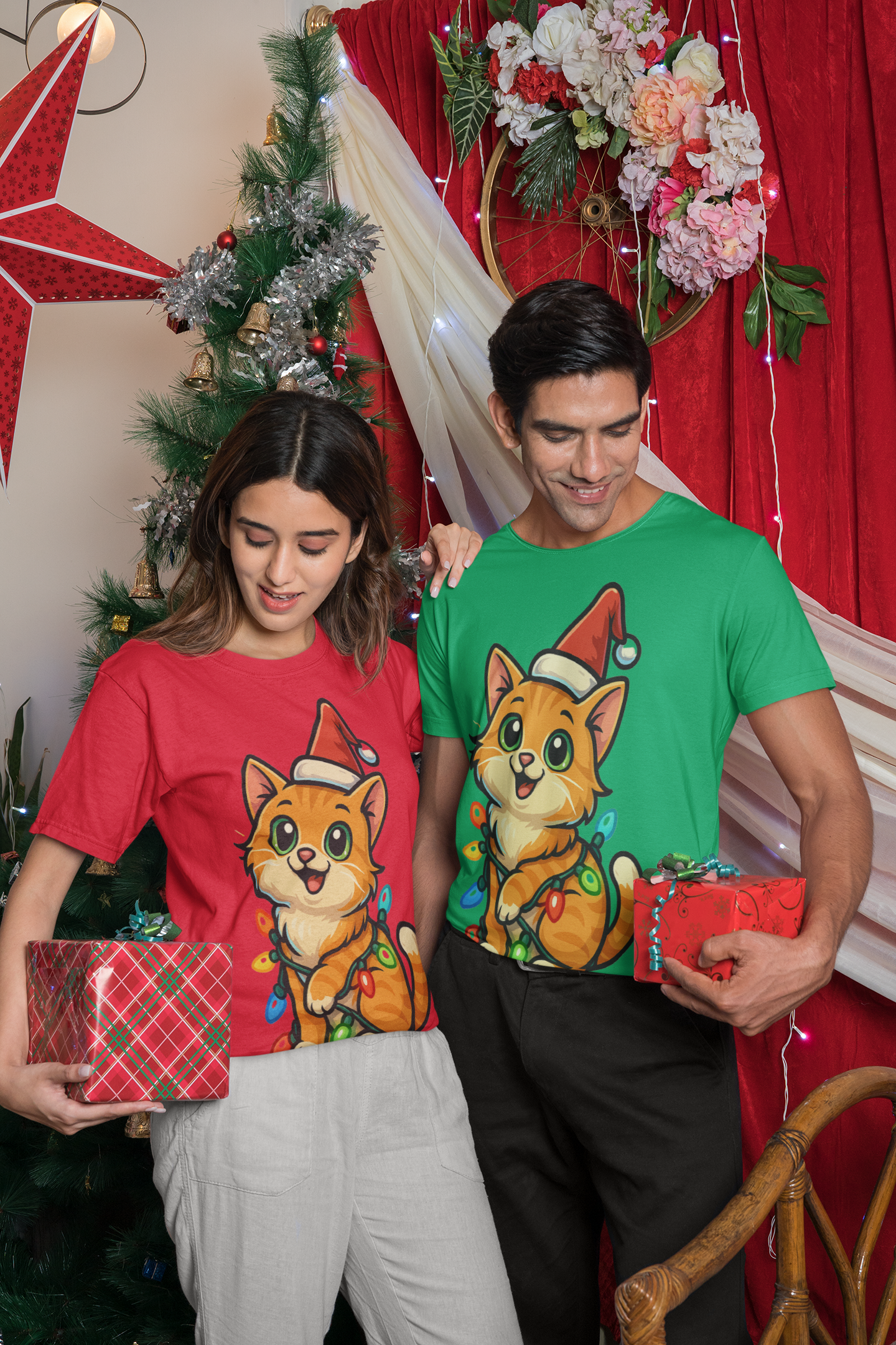 Christmas Lights Cat